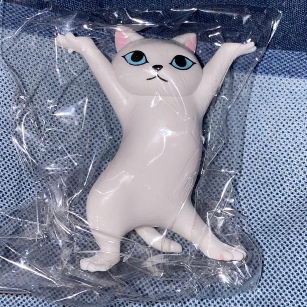 White Dancing Cat Figurine